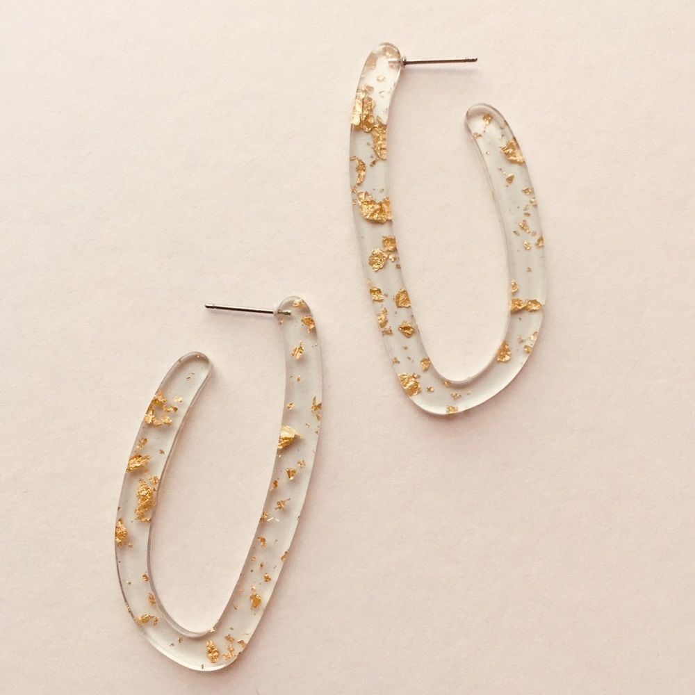 Gold fleck resin hoops ⭐️✨ acrylic jewelry